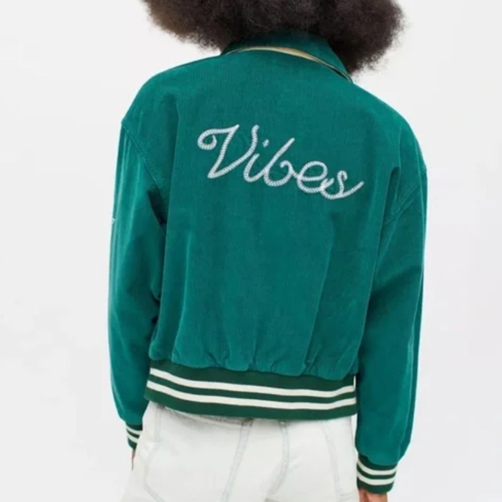 NWT Urban Outfitters BDG Vintage Vibes Green Cord Bomber Jacket SZ XS Z328-2 - Picture 3 of 4